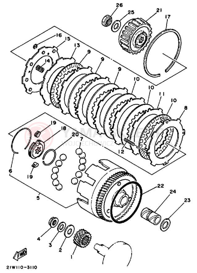 Schemat "sprzęgło" do Yamaha Y-ZINGER PW80K