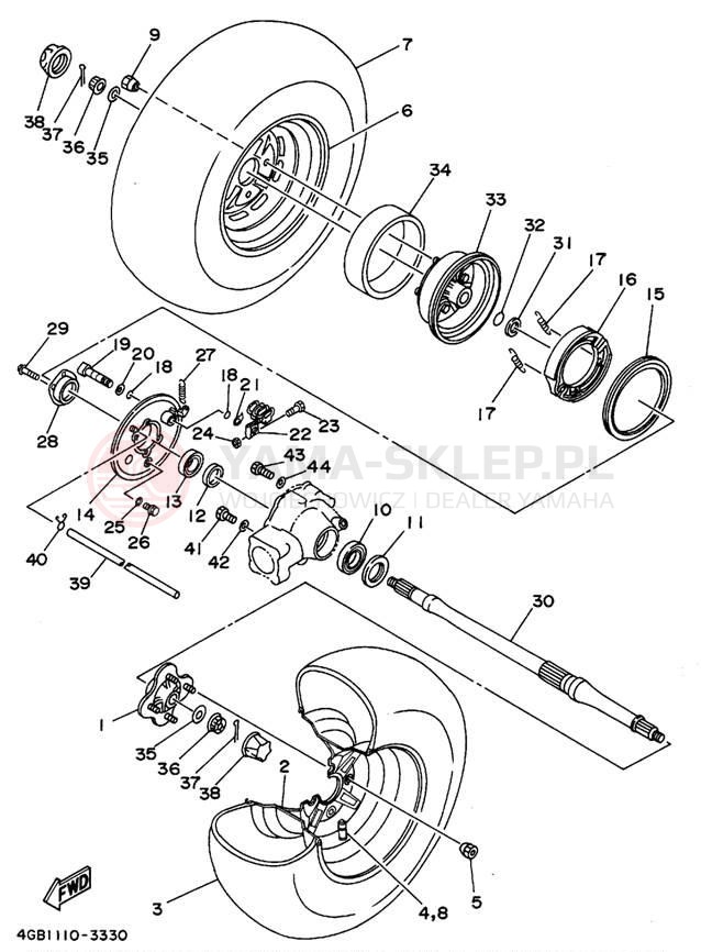 Schemat "Koło tył" do Yamaha KODIAK 4WD YFM400FWF_