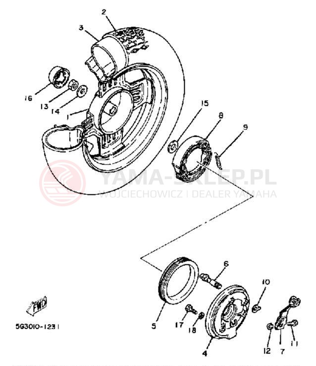 Schemat "Koło tył" do Yamaha CV50L