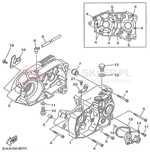 Schemat "Obudowa silnika" do Yamaha RT100L