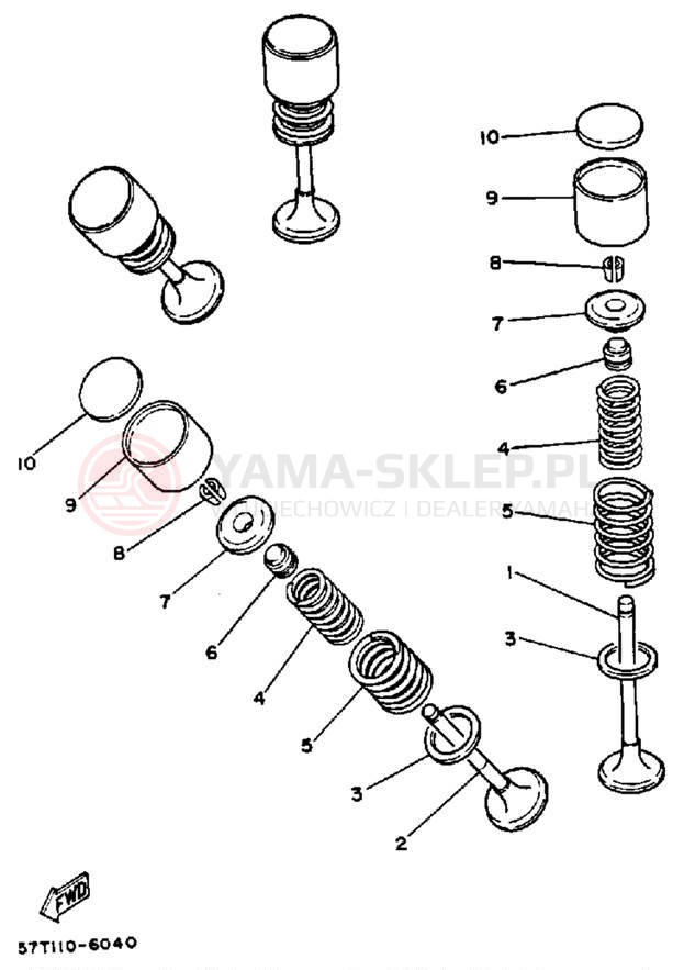 Schemat "zawory" do Yamaha XT350A/XT350AC