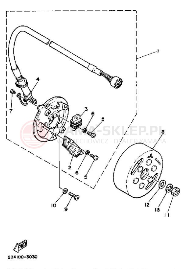 Schemat "Układ zapłonowy" do Yamaha YZ490L