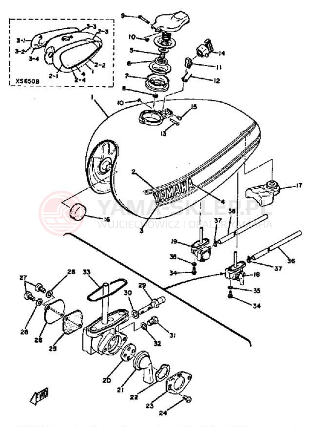 Schemat "zbiornik paliwa" do Yamaha XS650B