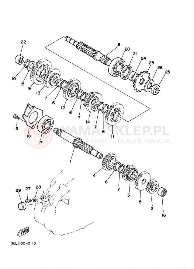 Schemat "Skrzynia biegów " do Yamaha RT100 RT100M
