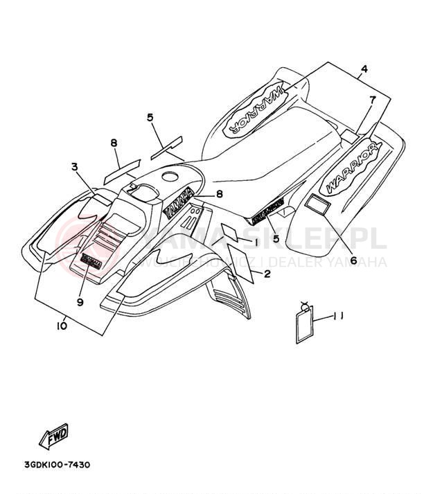 Schemat "naklejki" do Yamaha WARRIOR YFM350XJ/YFM350XJ_M