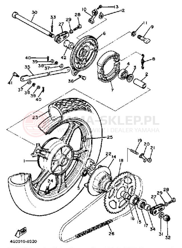 Schemat "Koło tył" do Yamaha XJ550RJ
