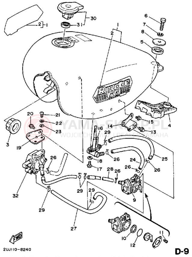 Schemat "zbiornik paliwa" do Yamaha ROUTE 66 XV250WC/XV250W