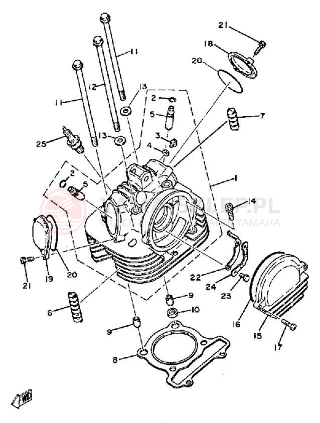 Schemat "głowica" do Yamaha SR250J