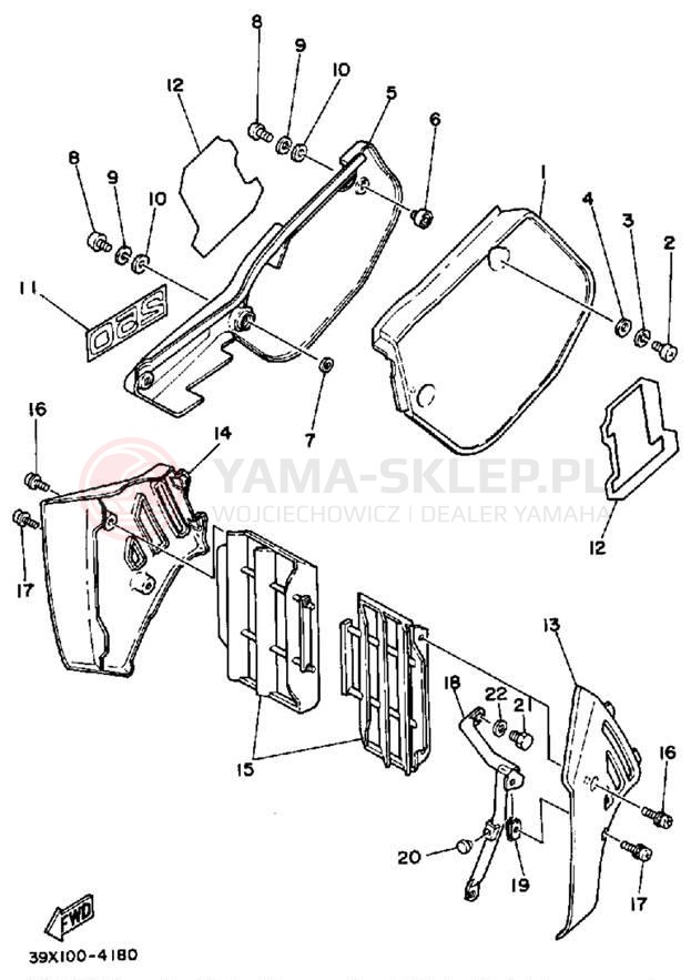 Schemat "Pokrywa boczna" do Yamaha YZ250L