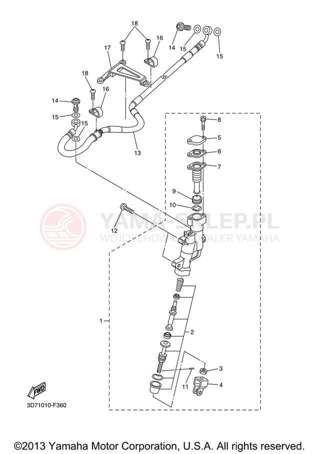 Schemat "Pompa hamulcowa tył" do Yamaha WR250X WR25XXL/WR25XXCL