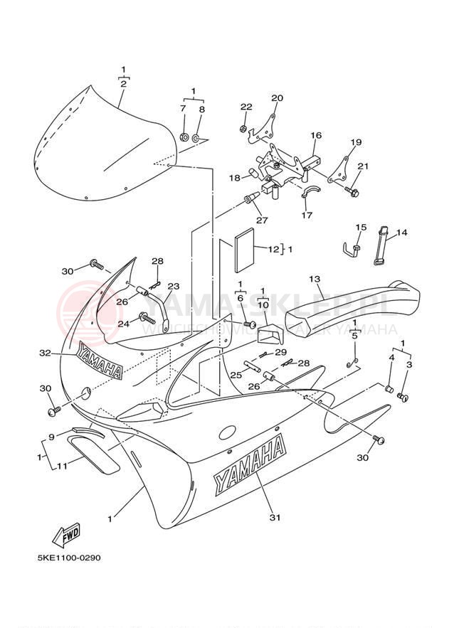 Schemat "elementy nadwozia" do Yamaha TZ250 TZ250M
