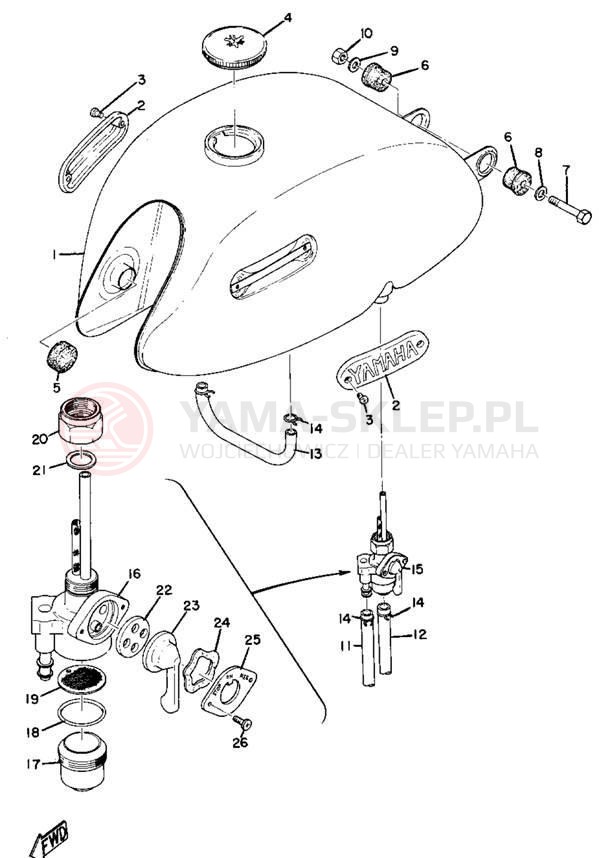 Schemat "zbiornik paliwa" do Yamaha AS2C