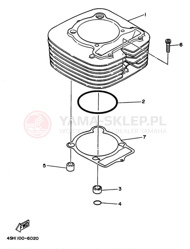 Schemat "cylinder" do Yamaha KODIAK 4WD YFM400FWK