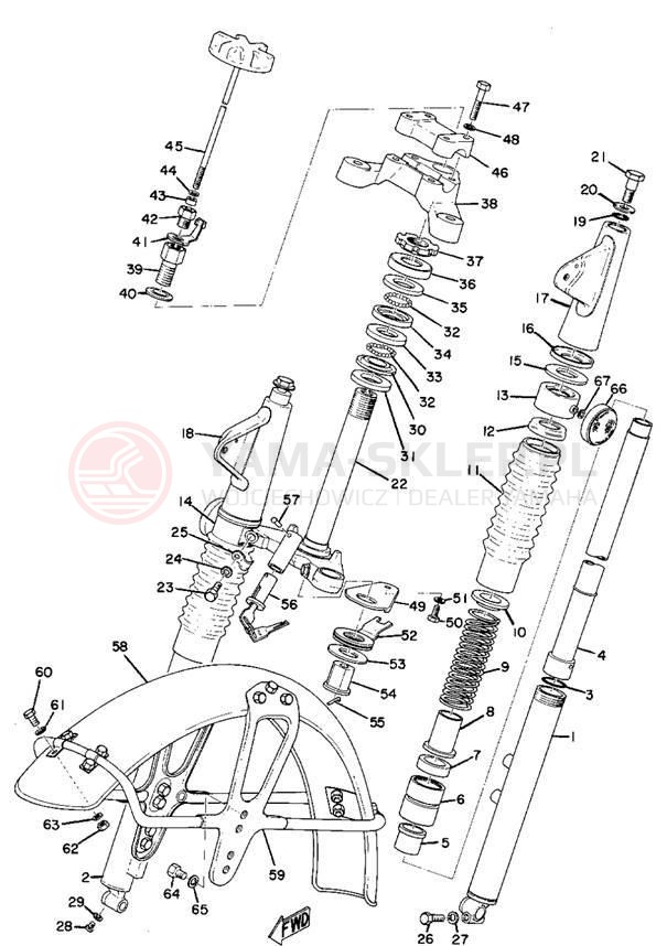 Schemat "Amortyzatory przód, błotnik" do Yamaha AS2C