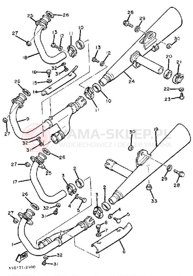 Schemat "Wydech końcowy" do Yamaha XJ1100J