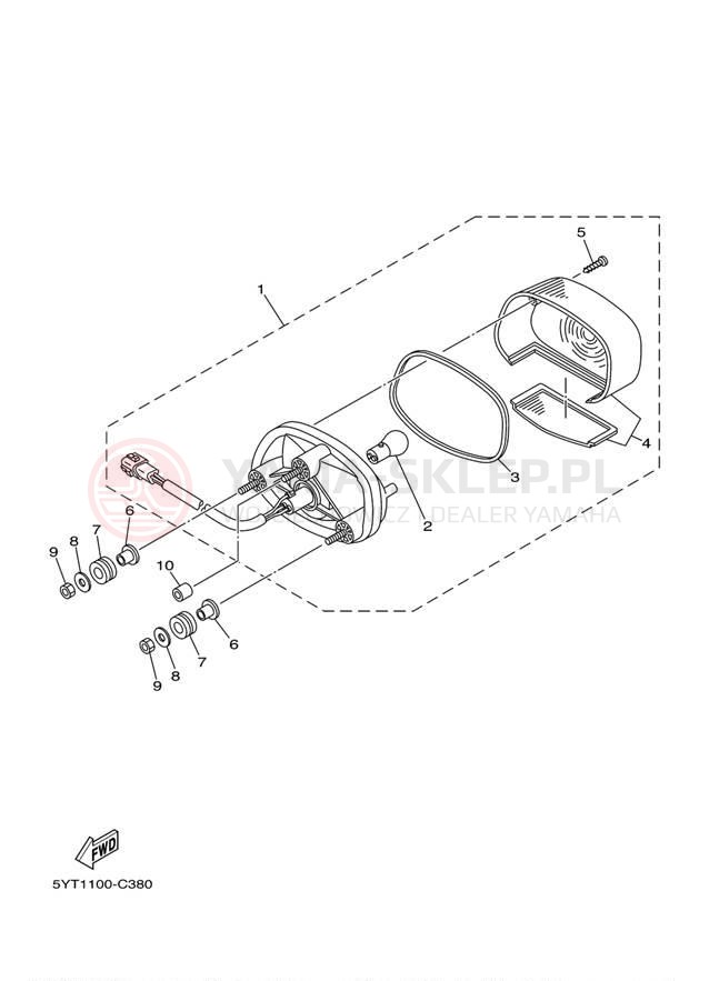 Schemat "lampa tył" do Yamaha RAPTOR 350 YFM35RZW