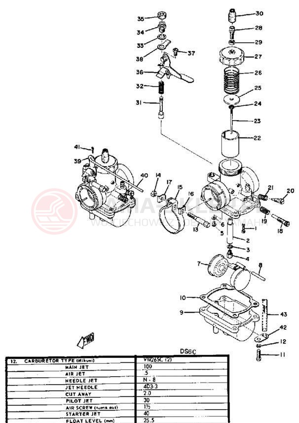 Schemat "Gaźnik" do Yamaha DS6B