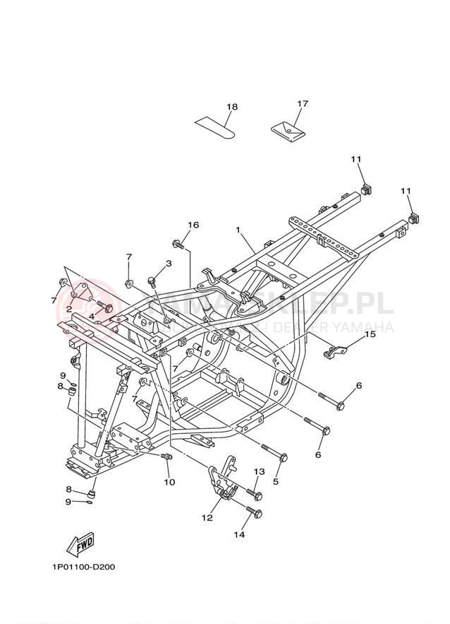Schemat "rama" do Yamaha BRUIN 250 YFM250BT