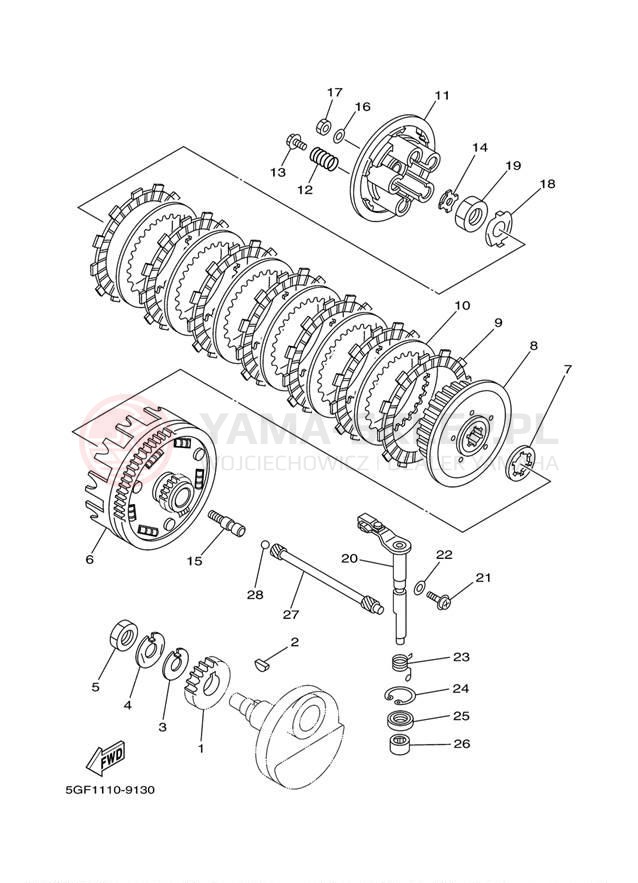 Schemat "sprzęgło" do Yamaha TTR250 TTR250M/TTR250MC