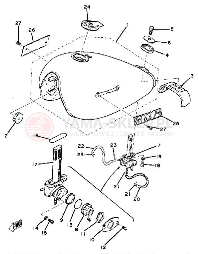 Schemat "zbiornik paliwa" do Yamaha SR250G