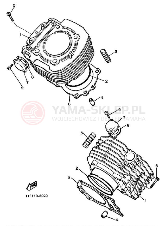 Schemat "cylinder" do Yamaha VIRAGO 1100 XV1100S/XV1100SC