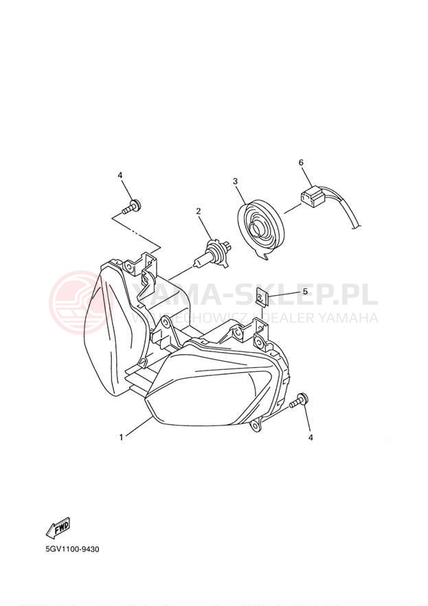 Schemat "Lampa przód" do Yamaha YZFR6 YZFR6P/YZFR6PC