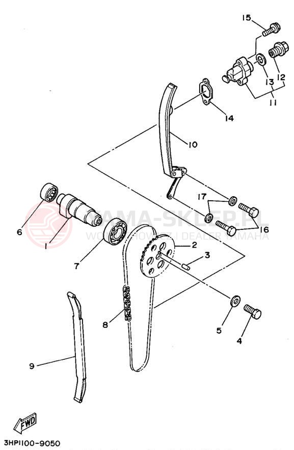 Schemat "Rozrząd - łańcuszek" do Yamaha MOTO-4 YFM350ERF