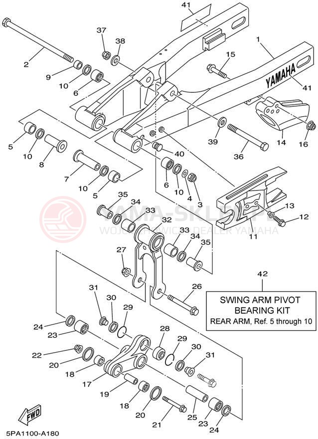 Schemat "wahacz" do Yamaha YZ85 YZ85P