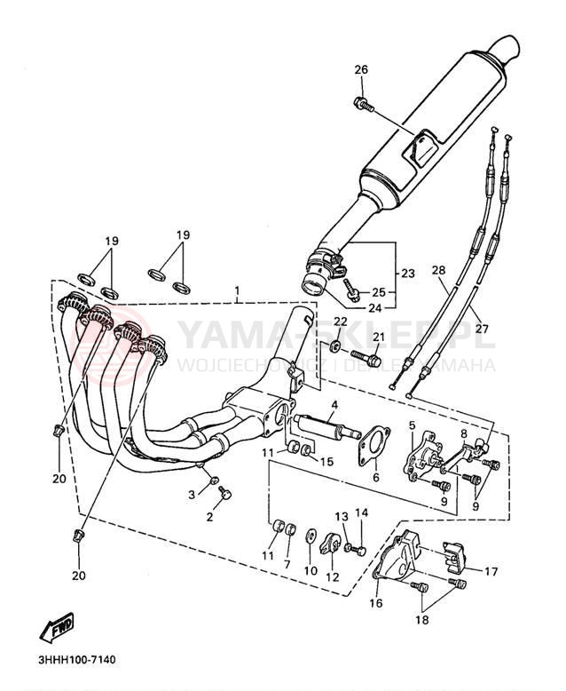 Schemat "Wydech końcowy" do Yamaha FZR600RJ/FZR600RJC