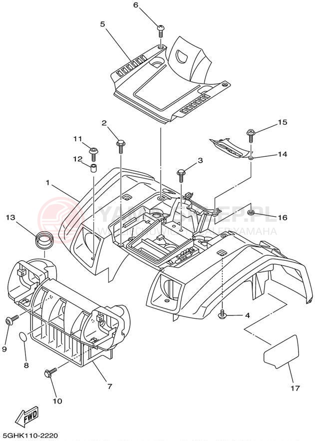 Schemat "Przedni błotnik" do Yamaha KODIAK 4WD HUNTER YFM400FAHP