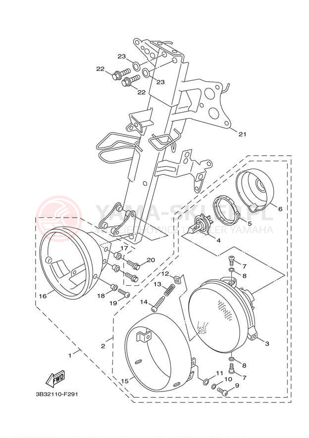 Schemat "Lampa przód" do Yamaha C3 XF50YR/XF50YS