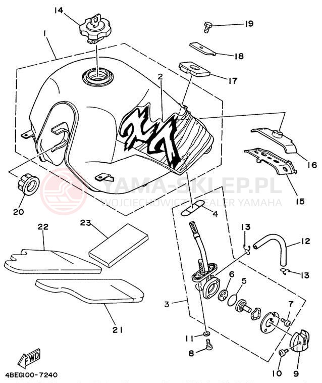 Schemat "zbiornik paliwa" do Yamaha SEROW XT225L/XT225LC