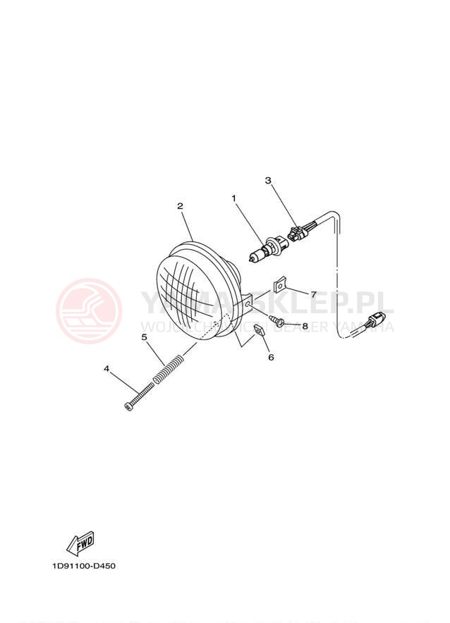 Schemat "Lampa przód" do Yamaha KODIAK 400 4WD YFM4FAV