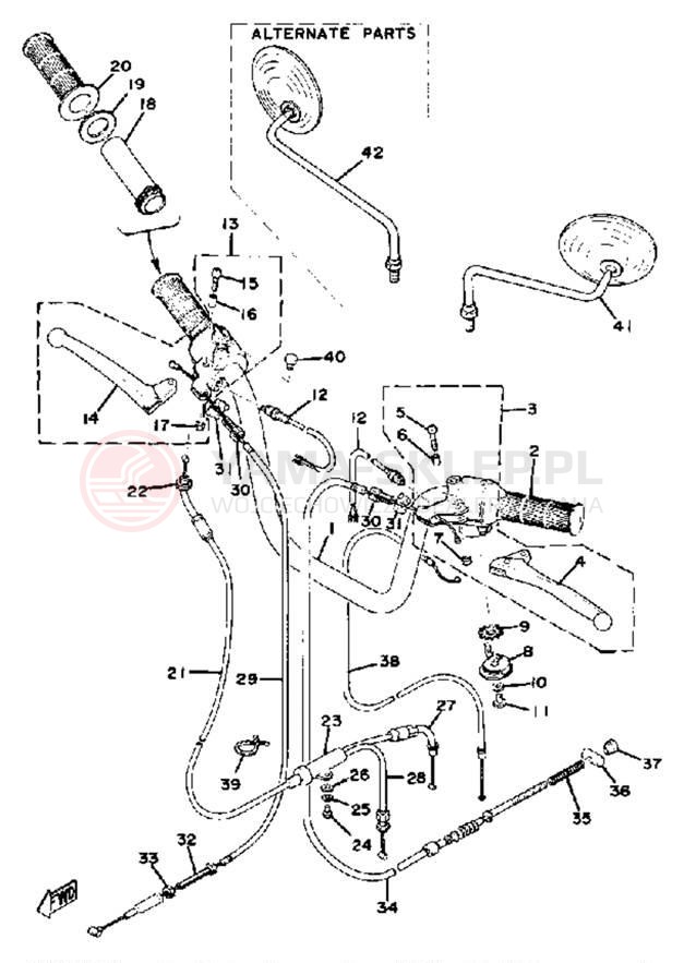 Schemat "Kierownica i osprzęt" do Yamaha LB802AC
