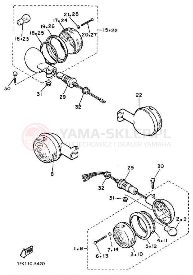 Schemat "kierunkowskazy" do Yamaha V-MAX 1200 VMX12SC/VMX12S