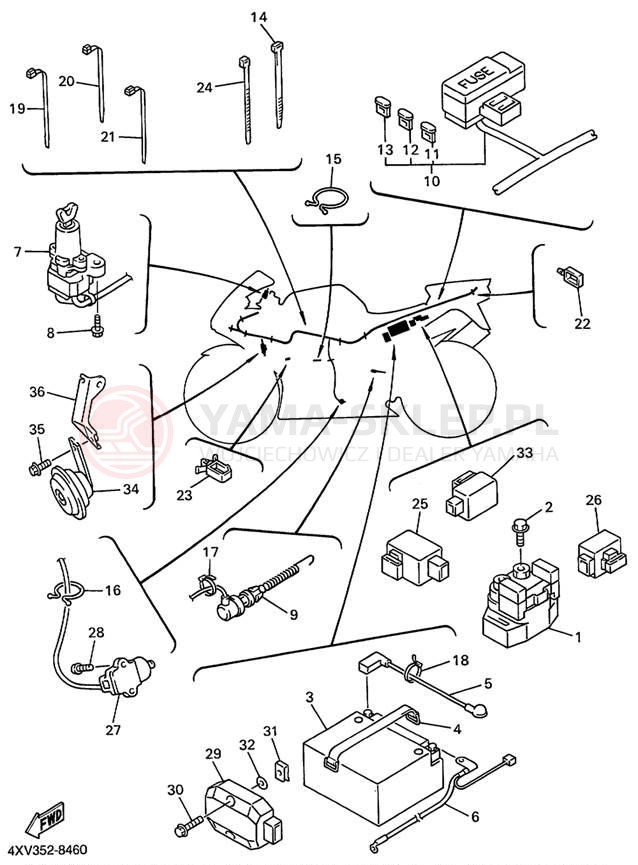Schemat "układ elektryczny" do Yamaha YZFR1 YZFR1KC/YZFR1K