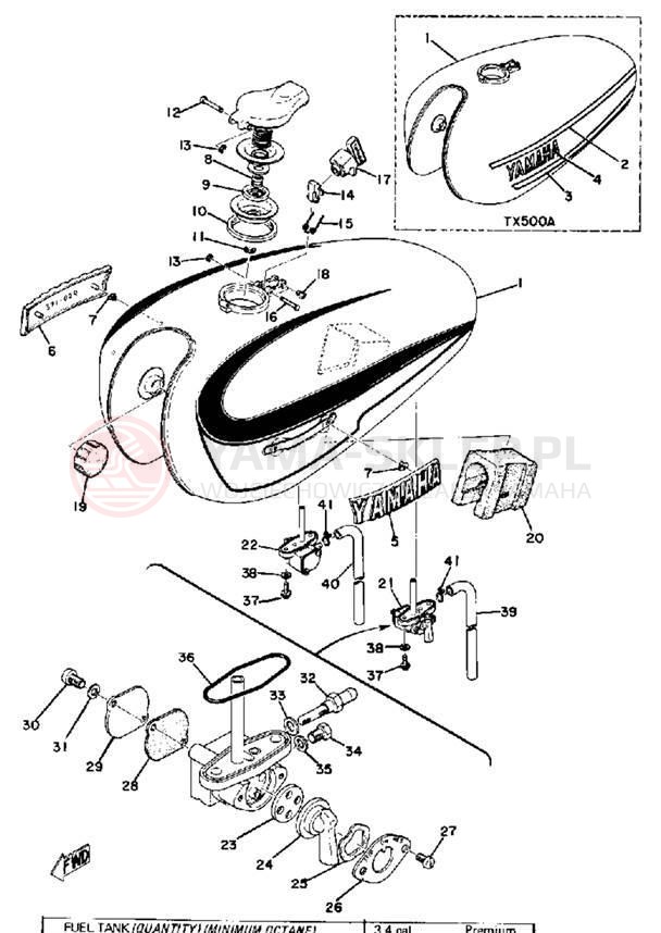 Schemat "zbiornik paliwa" do Yamaha TX500