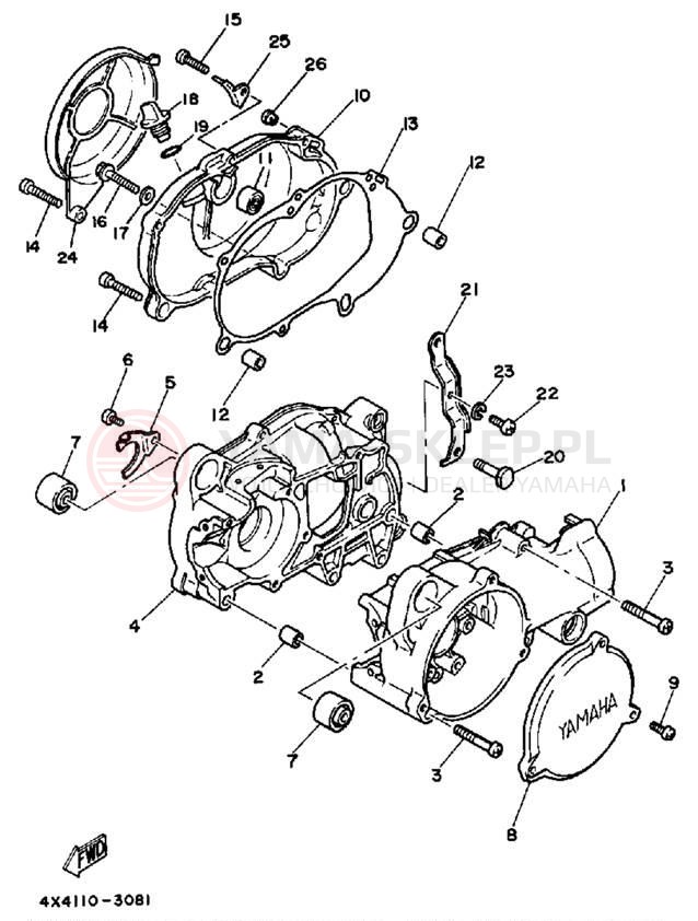 Schemat "Obudowa silnika" do Yamaha Y-ZINGER PW50S