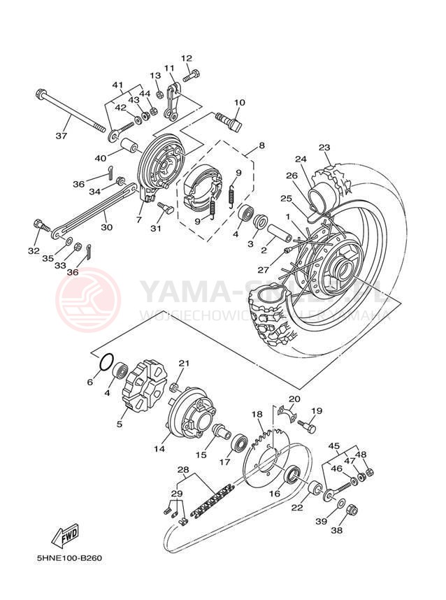 Schemat "Koło tył" do Yamaha TTR90 TTR90S