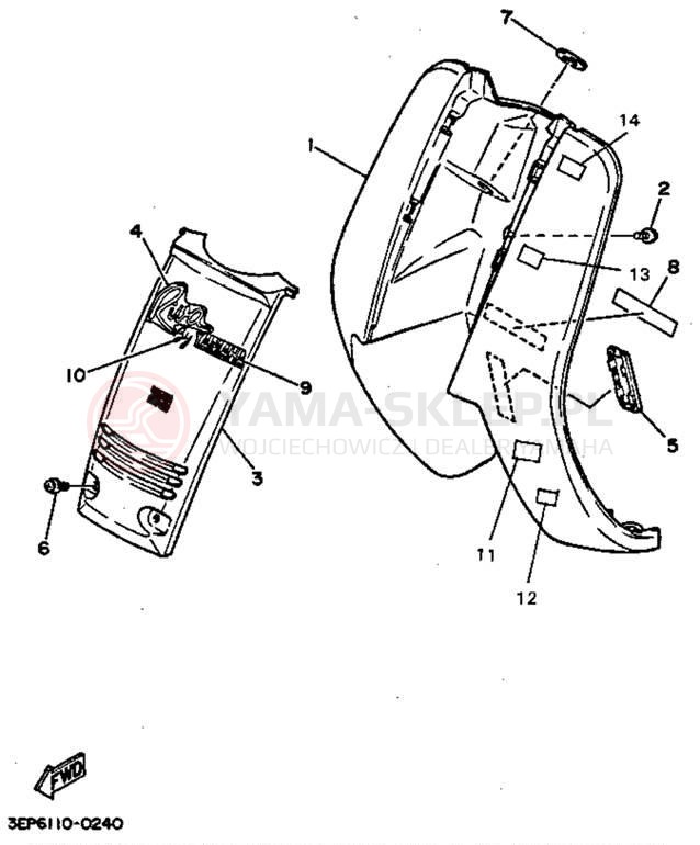 Schemat "Nadwozie przód" do Yamaha RAZZ SH50D