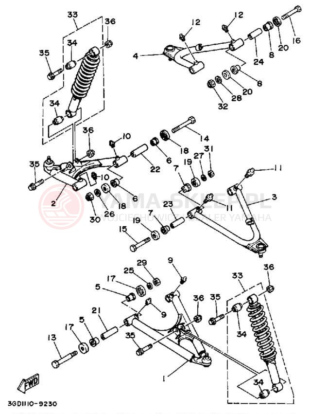 Schemat "Koło przód" do Yamaha WARRIOR YFM350XW