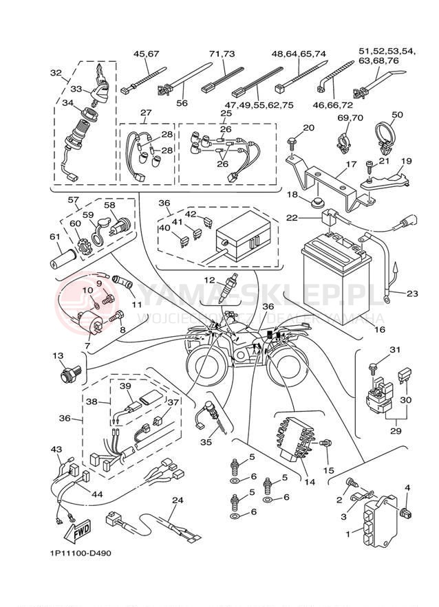 Schemat "układ elektryczny" do Yamaha KODIAK 400 4WD HUNTER YFM4FAHT