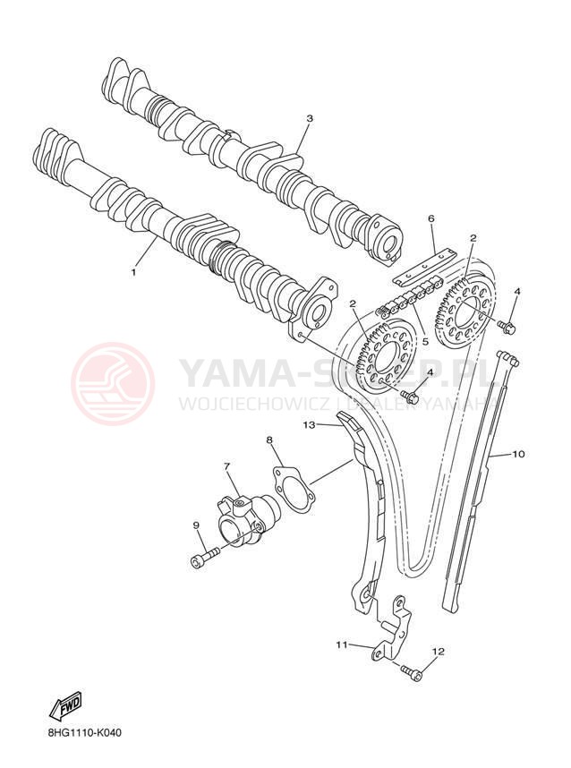 Schemat "Rozrząd - łańcuszek" do Yamaha APEX SE RX10PSDW/RX10PSDB