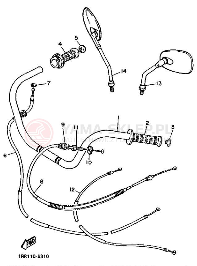 Schemat "Kierownica i osprzęt" do Yamaha VIRAGO 700 XV700CTC/XV700CT