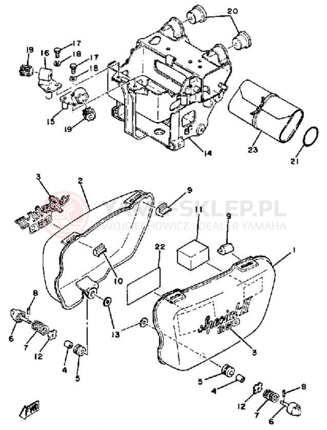 Schemat "Tylny błotnik" do Yamaha XS650G