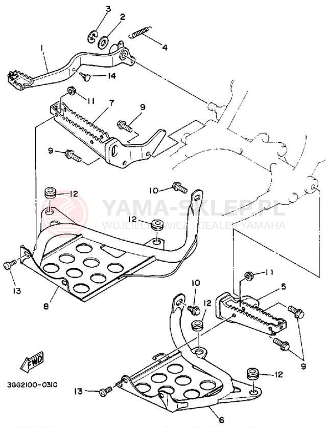 Schemat "Stopka postojowa i podnóżki" do Yamaha BANSHEE YFZ350A