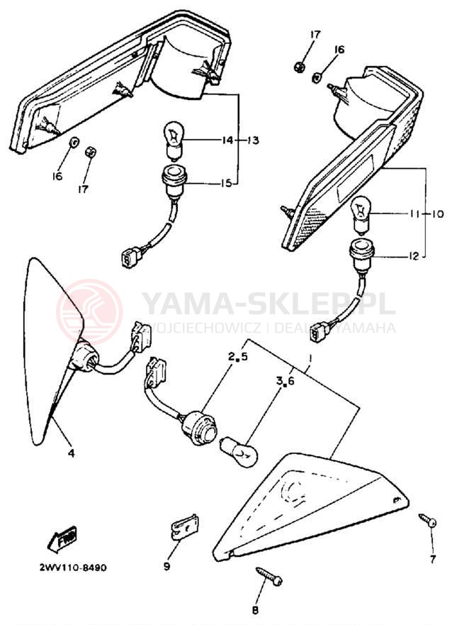 Schemat "kierunkowskazy" do Yamaha XVZ13U/XVZ13UC