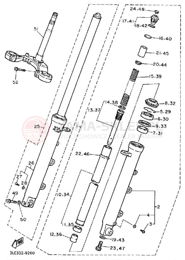 Schemat "Amortyzatory przód" do Yamaha FZR1000WC/FZR1000W