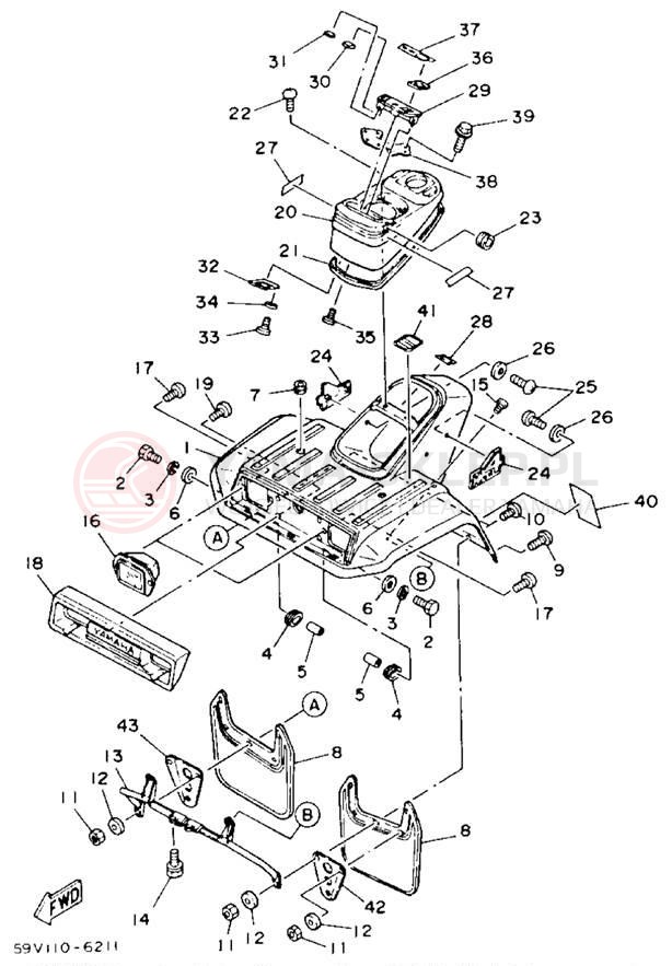 Schemat "Przedni błotnik" do Yamaha MOTO-4 YFM225S