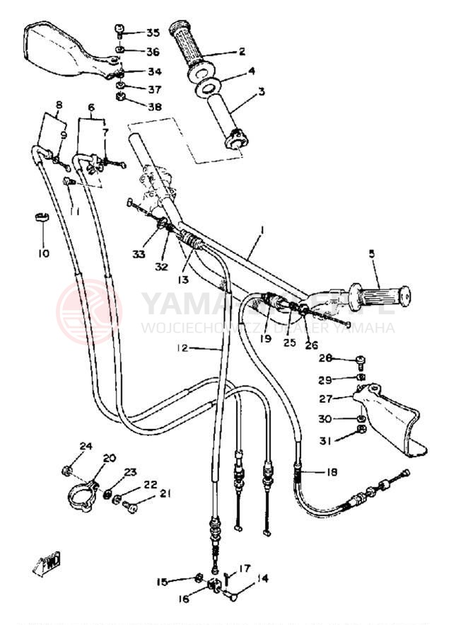 Schemat "Kierownica i osprzęt" do Yamaha TT250G
